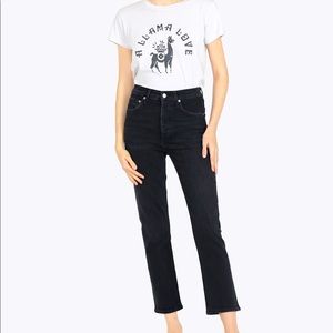 Agolde Riley High Rise Crop in Black Pepper 25